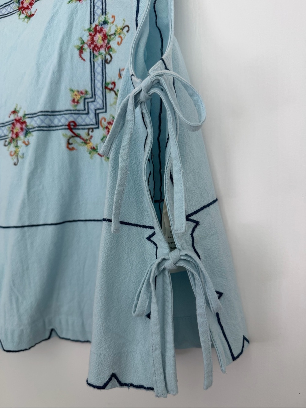 Free People Light Blue Embroidered Square-Neck Tie-Side Tank - Picture 8 of 10